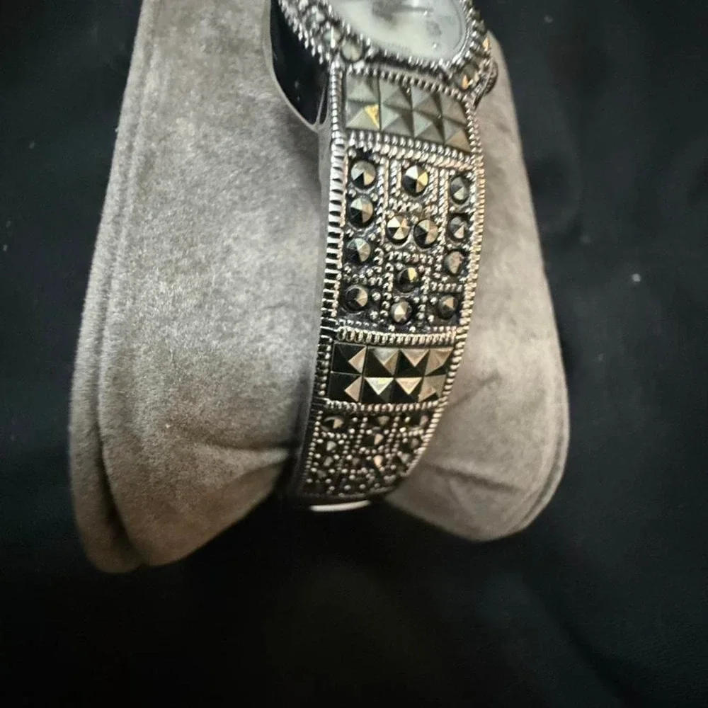 Gruen diamond watch with black and silver accents